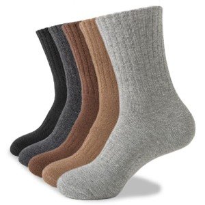 Josnown Mens Wool Hiking Socks 5 Pairs Thick Warm Winter Socks Thermal Cozy Cushion Boot Socks for Cold Weather