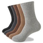 Josnown Mens Wool Hiking Socks 5 Pairs Thick Warm Winter Socks Thermal Cozy Cushion Boot Socks for Cold Weather