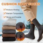 Josnown Mens Wool Hiking Socks 5 Pairs Thick Warm Winter Socks Thermal Cozy Cushion Boot Socks for Cold Weather
