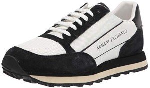 AX Armani Exchange mens Lifestyle Sneaker, Off White + Black, 9 US