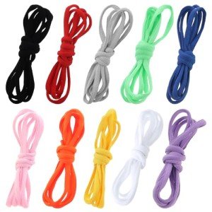 10Pair Shoelaces for Sneakers, 55 Inches Round Kids Shoe Lace Elastic Shoe Strings Sport Flat Shoelaces Replacement for Canvas Ice Skates Boots Casual Running Training Shoes(10 Colors)