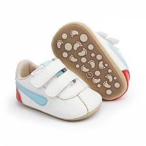 GAISUMMI Baby Boys Girls Sneakers PU Leather Newborn Moccasins Non-Slip Rubber Sole Toddler Prewalkers High Top Ankle Infant Crib Shoes(A08/Blue,12-18 Months)