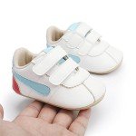 GAISUMMI Baby Boys Girls Sneakers PU Leather Newborn Moccasins Non-Slip Rubber Sole Toddler Prewalkers High Top Ankle Infant Crib Shoes(A08/Blue,12-18 Months)