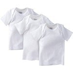 Gerber Baby 3-Pack Short-Sleeve Slip-On Shirts, White, 12 Months