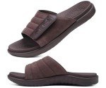 ONCAI Mens Sandals Adjustable Straps Orthotic Plantar Fasciitis Open Toe Athletic Sport Slides with Soft Comfy Arch Support Footbed Brown Size 11
