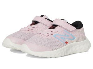 New Balance 520 V8 Bungee Lace Running Shoe, Mid Century Pink/Team Sky Blue/Black, 11 US Unisex Little Kid