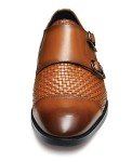 Brown Genuine Leather Monk Strap Dress Shoes