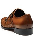 Brown Genuine Leather Monk Strap Dress Shoes