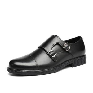 Men's Classic Black Double Monk Strap Loafers