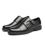 Men's Classic Black Double Monk Strap Loafers