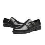 Men's Classic Black Double Monk Strap Loafers