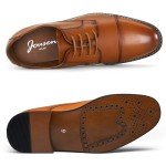 Jousen Men's Dress Shoes Fashion Cap Toe Mens Oxfords Formal Business Shoes Modern Derby Oxford (AMY645 Polished Brown 10)