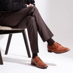 Jousen Men's Dress Shoes Fashion Cap Toe Mens Oxfords Formal Business Shoes Modern Derby Oxford (AMY645 Polished Brown 10)