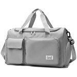Suruid Sports Gym Bag with Shoe Compartment - Gray