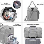 Suruid Sports Gym Bag with Shoe Compartment - Gray
