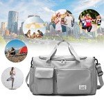 Suruid Sports Gym Bag with Shoe Compartment - Gray