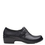 Clarks Angie Pearl Black Leather Loafers for Women