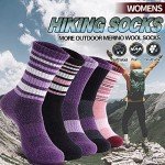 Anlisim Merino Wool Socks for Women Hiking Thermal Warm Winter Boot Work Crew Cushion Ladies Socks 5 Pairs Gift Stocking Stuffers(Purple/Black/Red,M)