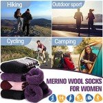 Anlisim Merino Wool Socks for Women Hiking Thermal Warm Winter Boot Work Crew Cushion Ladies Socks 5 Pairs Gift Stocking Stuffers(Purple/Black/Red,M)