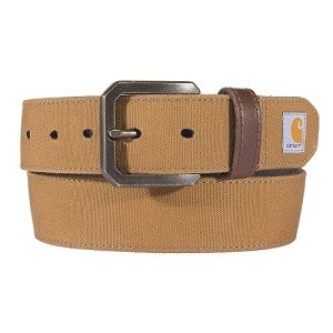 Carhartt Men's Casual Rugged Canvas Duck Belts, W/Antique Brass Buckle and Contrast Curdoroy Backing, Brown, 38
