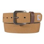 Carhartt Men's Casual Rugged Canvas Duck Belts, W/Antique Brass Buckle and Contrast Curdoroy Backing, Brown, 38