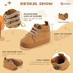 Meckior Toddler Baby Boys Girls High Tops Ankle Sneakers Soft Anti-Slip Sole PU Leather Moccasins Infant Newborn Prewalker First Walking Crib Shoes