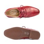 Mona flying Women's Tassel Oxfords Derby Comfortable Lace up Leather Flat Office Work Shoes for Ladies Red