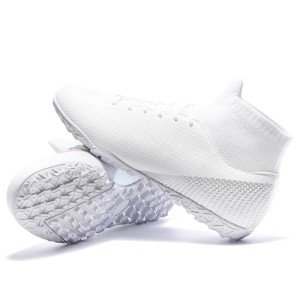 Wugehu Turf Soccer Shoes Mens Womens Indoor Soccer Cleats Fg Football Cleats Unisex Athletic Tf Training Football Boots C-White
