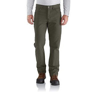 Carhartt Men's Rugged Flex Relaxed Fit Canvas 5-Pocket Work Pant, Moss, 35W x 30L