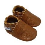 Mejale Baby Soft Soled Leather Moccasins Anti-Slip Infant Toddler Shoes First Walkers(Brown,18-24 Mos/5.9in)