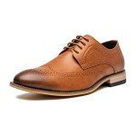 Men's Dress Shoes Classic Brogue Oxfords Shoes for Men Formal Business Lace Up Derby Broguing Wing-Tip Men Shoes Modern Italy(A22712-BRN-41)
