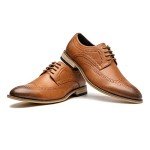 Men's Dress Shoes Classic Brogue Oxfords Shoes for Men Formal Business Lace Up Derby Broguing Wing-Tip Men Shoes Modern Italy(A22712-BRN-41)