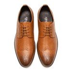 Men's Dress Shoes Classic Brogue Oxfords Shoes for Men Formal Business Lace Up Derby Broguing Wing-Tip Men Shoes Modern Italy(A22712-BRN-41)