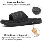 ONCAI Mens Slide Sandals Black Open Toe Athletic Adjustable Straps Orthotic Plantar Fasciitis Sport Sandals with Soft Cushion Arch Support Footbed Size 10