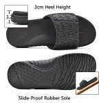 ONCAI Mens Slide Sandals Black Open Toe Athletic Adjustable Straps Orthotic Plantar Fasciitis Sport Sandals with Soft Cushion Arch Support Footbed Size 10