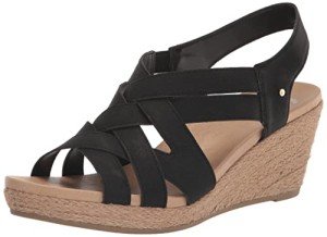 Dr. Scholl's Shoes Women's Everlasting Espadrille Platform Wedge Sandal,Black Smooth,8.5