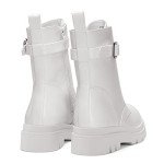 DREAM PAIRS Women's Sdab2209w-n Chelsea Platform Combat Boots Lace Up Lug Sole Buckle Ankle Booties Shoes, Size 8, White