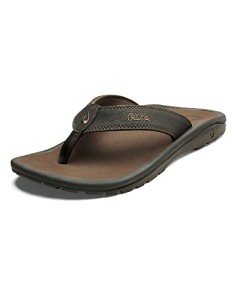 OluKai Ohana Men's Beach Sandals, Quick-Dry Flip-Flop Slides, Water Resistant & Lightweight, Compression Molded Footbed & Ultra-Soft Comfort Fit, Dark Java/Ray, 9