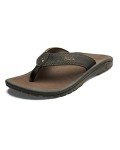 OluKai Ohana Men's Beach Sandals, Quick-Dry Flip-Flop Slides, Water Resistant & Lightweight, Compression Molded Footbed & Ultra-Soft Comfort Fit, Dark Java/Ray, 9