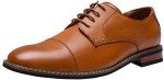 Jousen Men's Dress Shoes Classic Oxfords Formal Business Shoes Modern Derby Oxford Size (AMY9003 Yellow Brown 10)