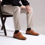 Jousen Men's Dress Shoes Classic Oxfords Formal Business Shoes Modern Derby Oxford Size (AMY9003 Yellow Brown 10)