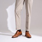 Jousen Men's Dress Shoes Classic Oxfords Formal Business Shoes Modern Derby Oxford Size (AMY9003 Yellow Brown 10)