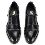 Lethato Handcrafted Men's Captoe Double Monk Strap Genuine Leather Modern Classic Dress Shoes- Black