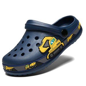 Garden Clogs Shoes Sandals Cute Cartoon Summer Animal Home Room Lightweight Slip On Sandals Shower Slides Non-Slip Shoes Sport Kids Child Children Baby Boys Girls Toddler/Little Kid Excavator Navy 28