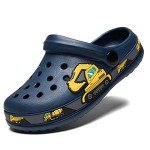 Garden Clogs Shoes Sandals Cute Cartoon Summer Animal Home Room Lightweight Slip On Sandals Shower Slides Non-Slip Shoes Sport Kids Child Children Baby Boys Girls Toddler/Little Kid Excavator Navy 28