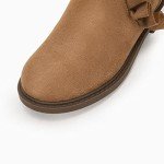 Coutgo Girls Ruffle Ankle Boots Side Zip Chunky Low Heel Slip On Casual Chelsea Booties