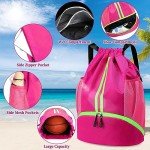 SOPIME Drawstring Backpack Gym Bag for Women, String Bags Sports Cinch Sackpack with Shoe Compartment and Waterproof Wet Pocket Large Gym Sack for Fitness Swim Basketball Soccer Beach (Pink)