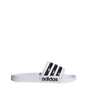 adidas Unisex Shower Slide Sandal, White/Core Black/White, 10 US Men