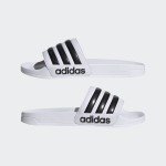 adidas Unisex Shower Slide Sandal, White/Core Black/White, 10 US Men