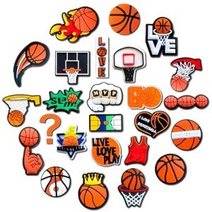 Fohiahfce 25Pcs Basketball Shoe Charms for Clog Decoration, Sports Ball Charms Accessories for Men